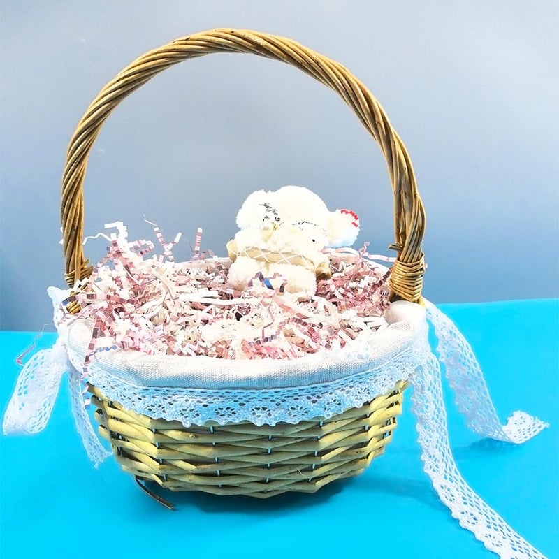 Amsthow Metallic Pink and White Crinkle Paper Filler Gift Wrap Box Filler 1/2 LB Basket Cut Shred Cut Raffia Grass Stuffing for Easter Birthday Decoration - Image 5